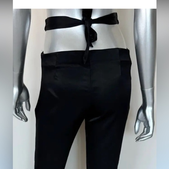 Zara Black Straight Leg Pants with High-Waisted Tie Design medium - Picture 3 of 11